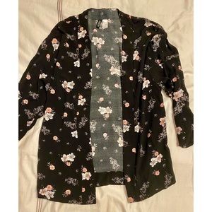 H&M Black Floral Duster Cardigan - Size XS